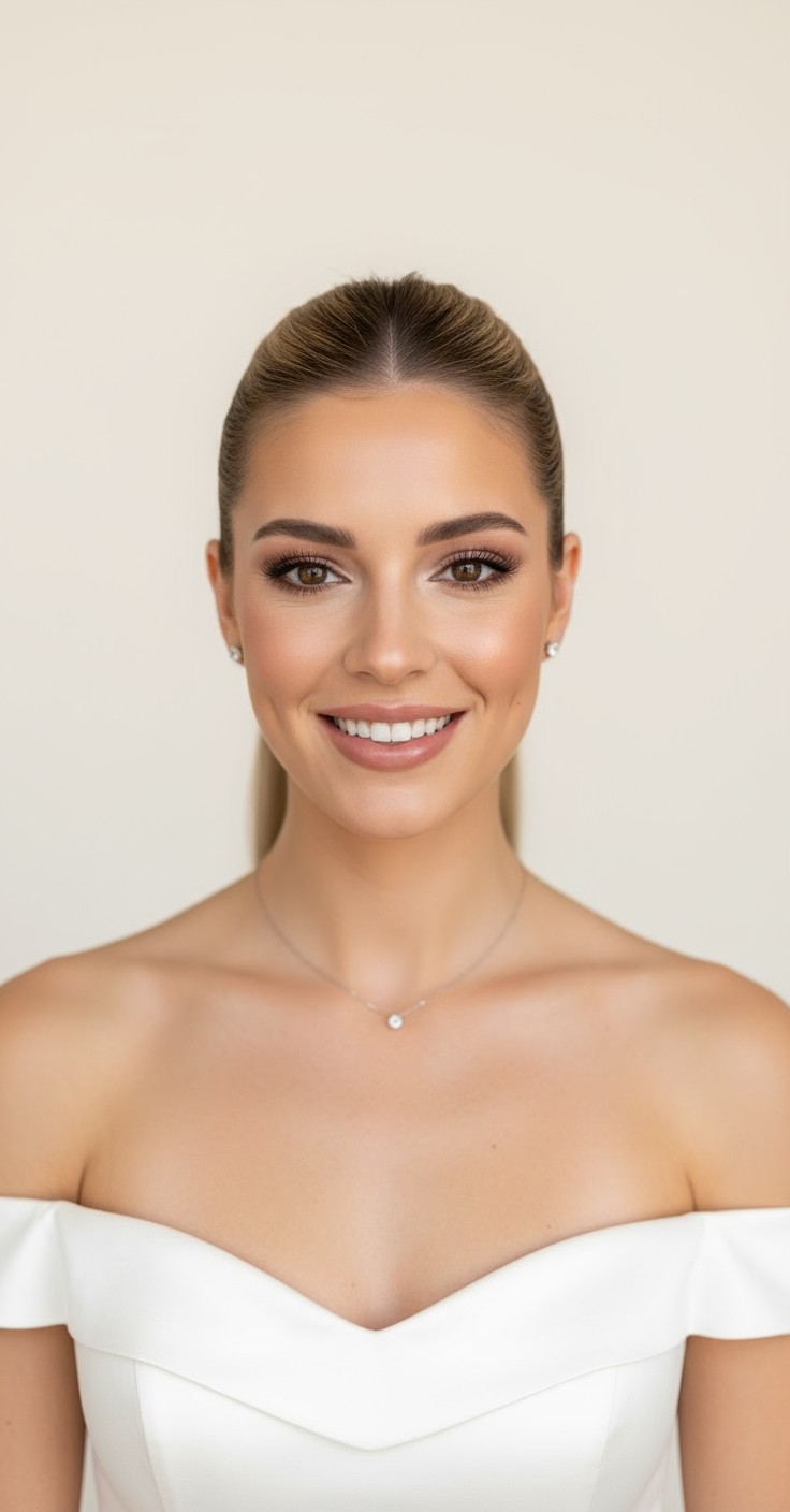 After Sleek Ponytail Wedding